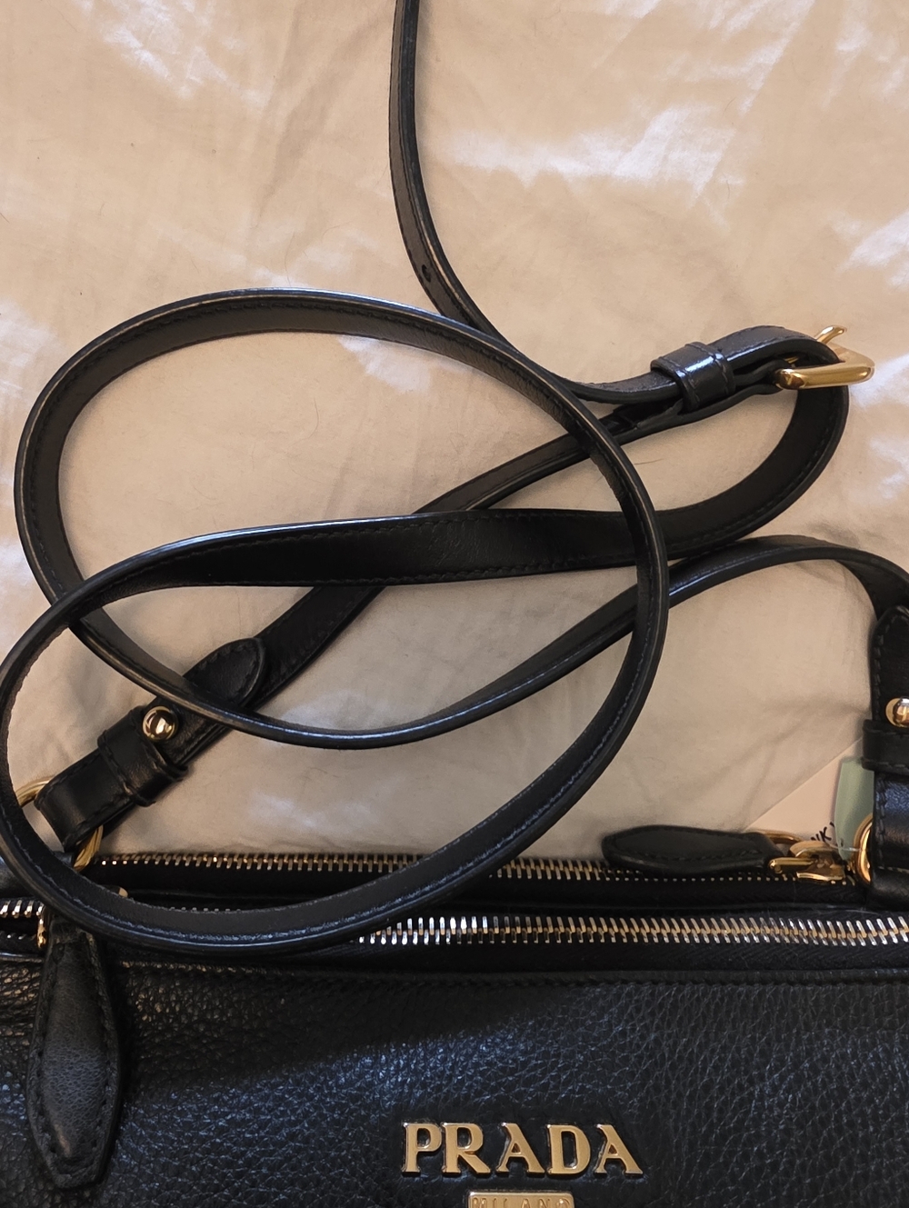Prada  Pebbled Leather Crossbody Bag  Little Bit Fade Inside W/ 3 Compartment - Picture 11 of 13